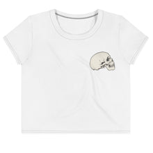 Load image into Gallery viewer, Crop top with skulls and skeleton with flower
