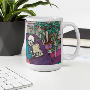 Skeleton at home mug