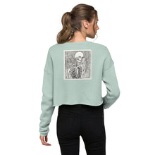 Load image into Gallery viewer, Skeleton holding a flower crop sweatshirt

