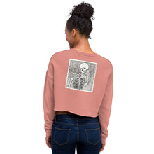 Load image into Gallery viewer, Skeleton holding a flower crop sweatshirt
